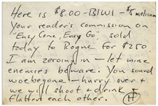 Hunter S. Thompson Autograph Letter Signed -- ''...we will shoot & drink & flatter each other...''